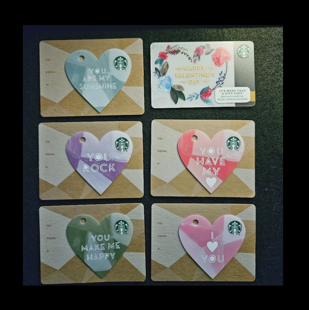 Starbucks Card Set Of 6 - Valentines 2025 - Traditional Plastic